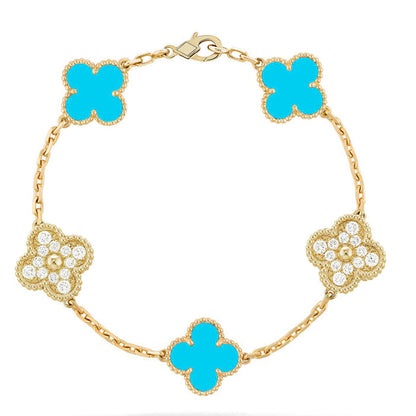 [Everoly JW]  CLOVER 5 MOTIF TURQUOISE BRACELET COLLECTION