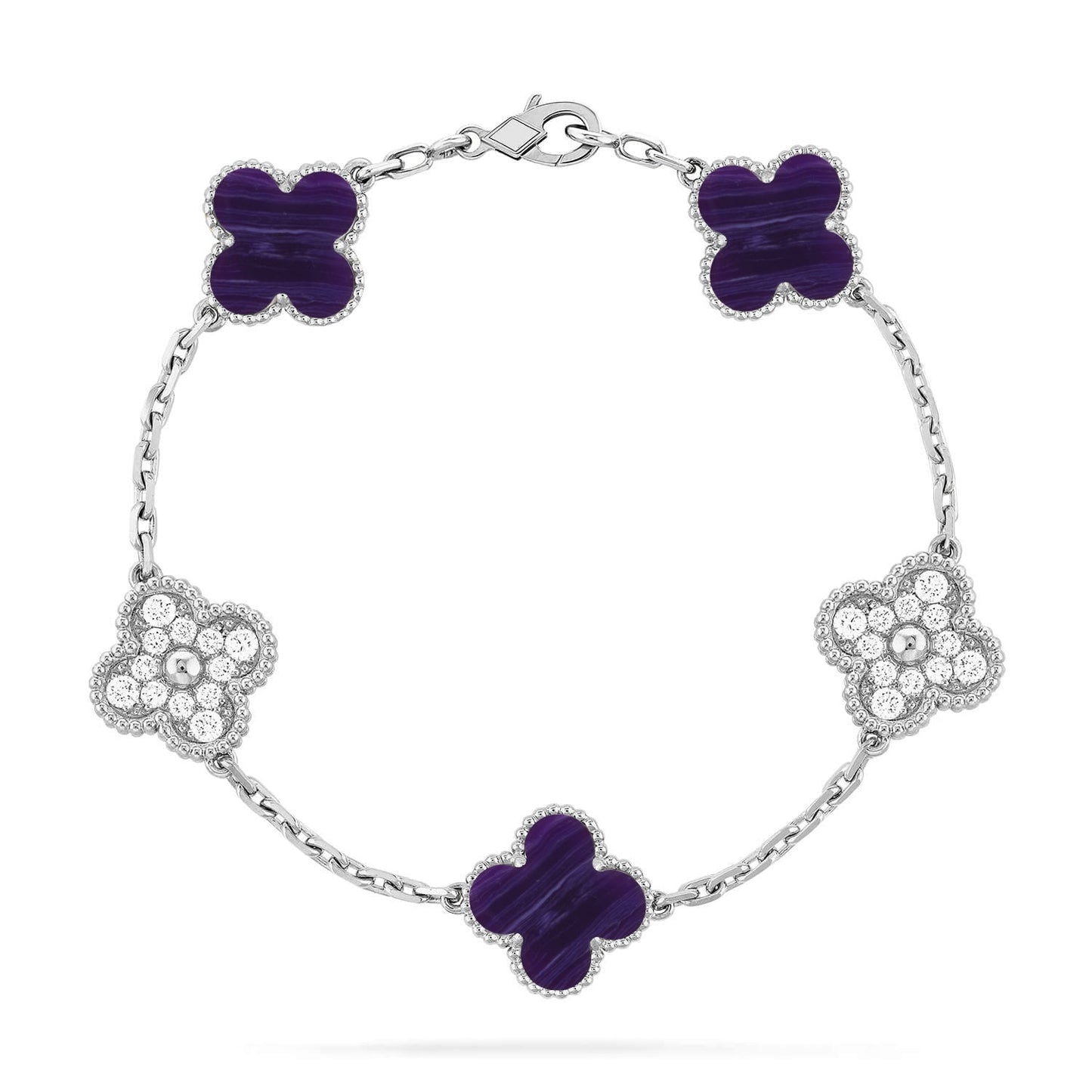 [Everoly JW] CLOVER 5 MOTIF PURPLE STRIPES BRACELET COLLECTION