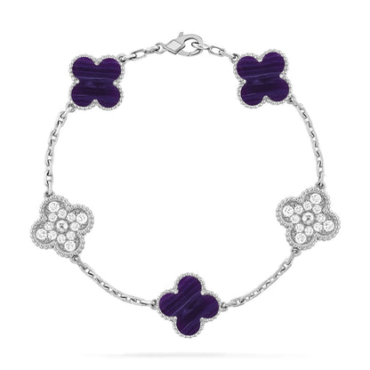 [Everoly JW] CLOVER 5 MOTIF PURPLE STRIPES BRACELET COLLECTION