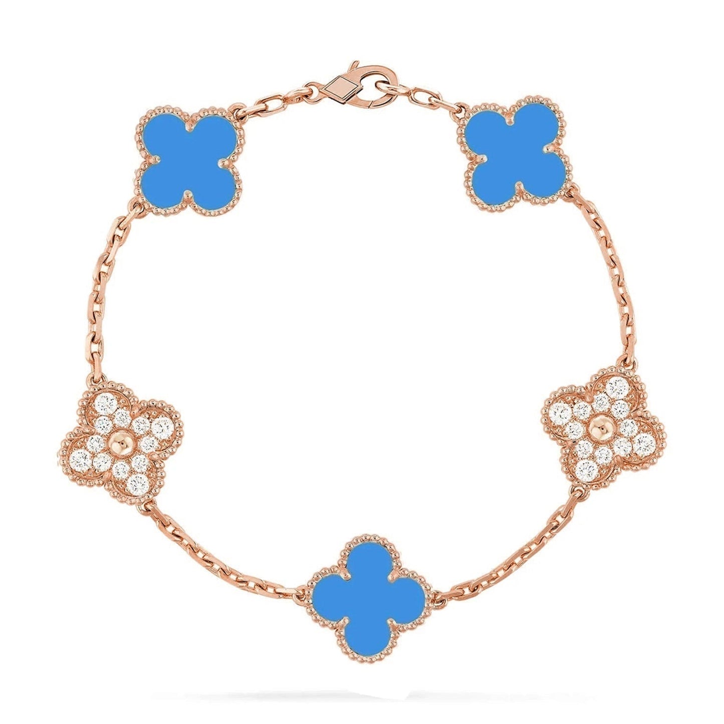 [Everoly JW]  CLOVER 5 MOTIF BLUE AGATE BRACELET COLLECTION