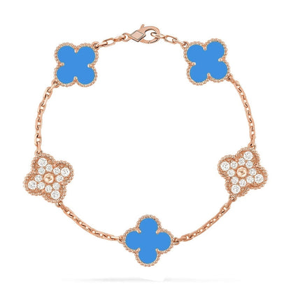 [Everoly JW]  CLOVER 5 MOTIF BLUE AGATE BRACELET COLLECTION