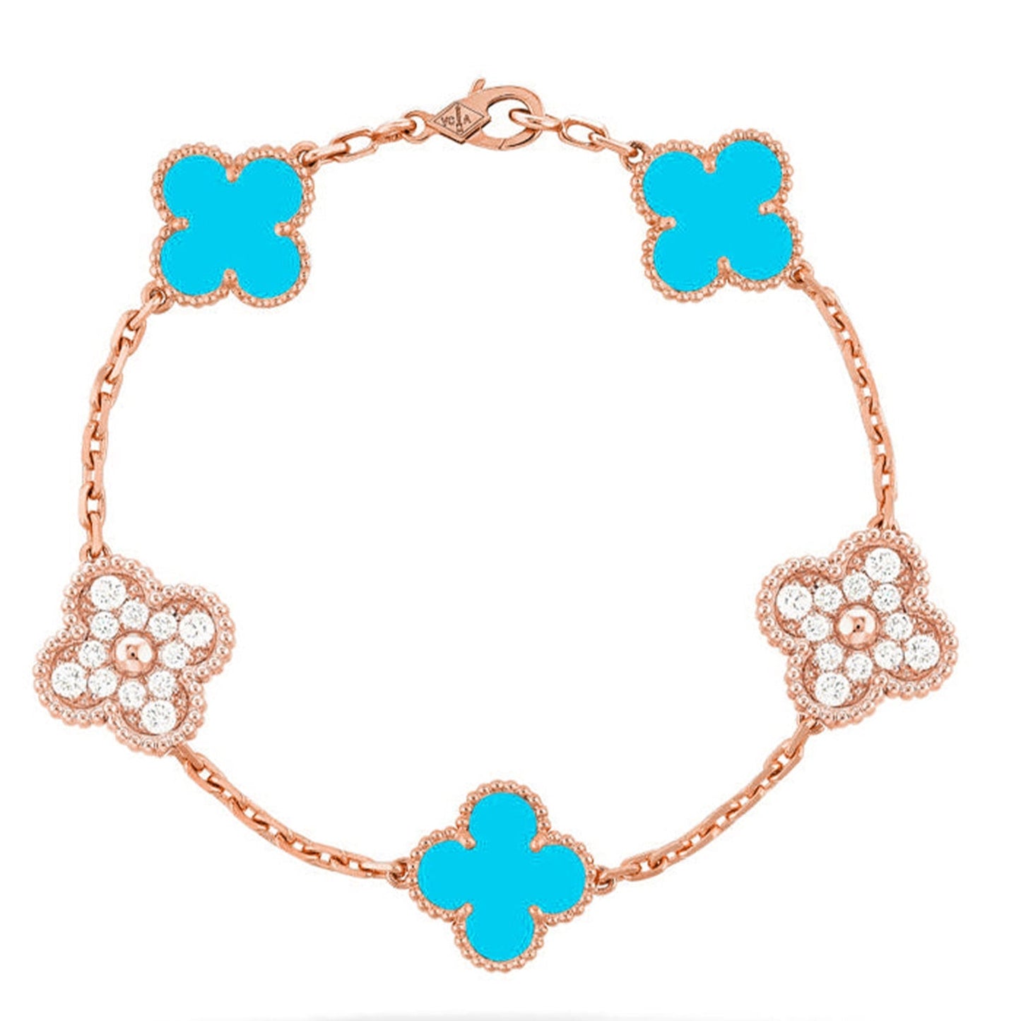 [Everoly JW]  CLOVER 5 MOTIF TURQUOISE BRACELET COLLECTION