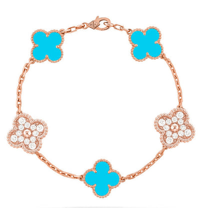[Everoly JW]  CLOVER 5 MOTIF TURQUOISE BRACELET COLLECTION