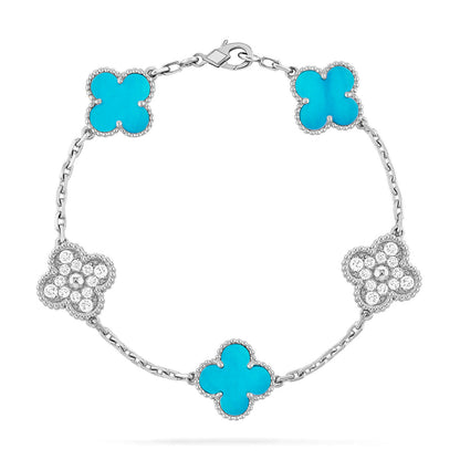 [Everoly JW]  CLOVER 5 MOTIF TURQUOISE BRACELET COLLECTION