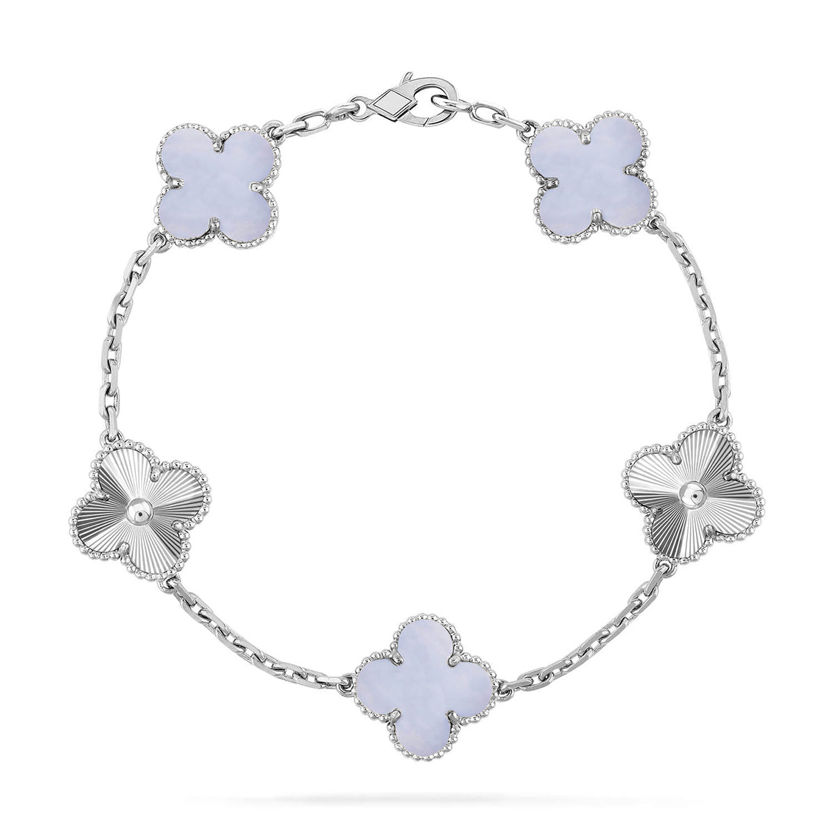 [Everoly JW]  CLOVER 5 MOTIF PURPLE CHALCEDONY BRACELET COLLECTION