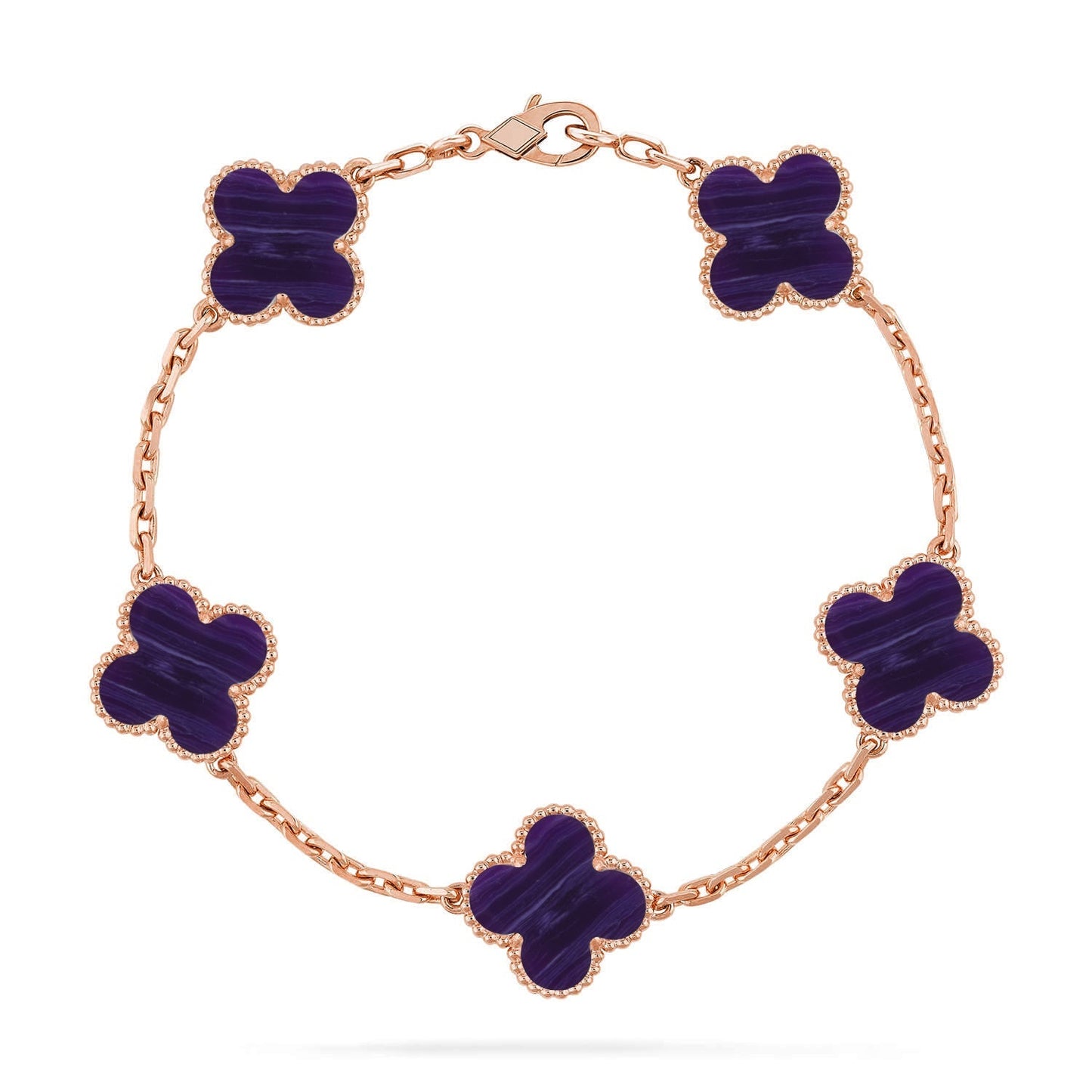 [Everoly JW] CLOVER 5 MOTIF PURPLE STRIPES BRACELET COLLECTION
