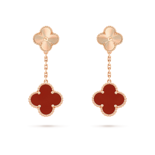 [Everoly JW]CLOVER 2 MOTIF  LASER CARNELIAN EARRINGS