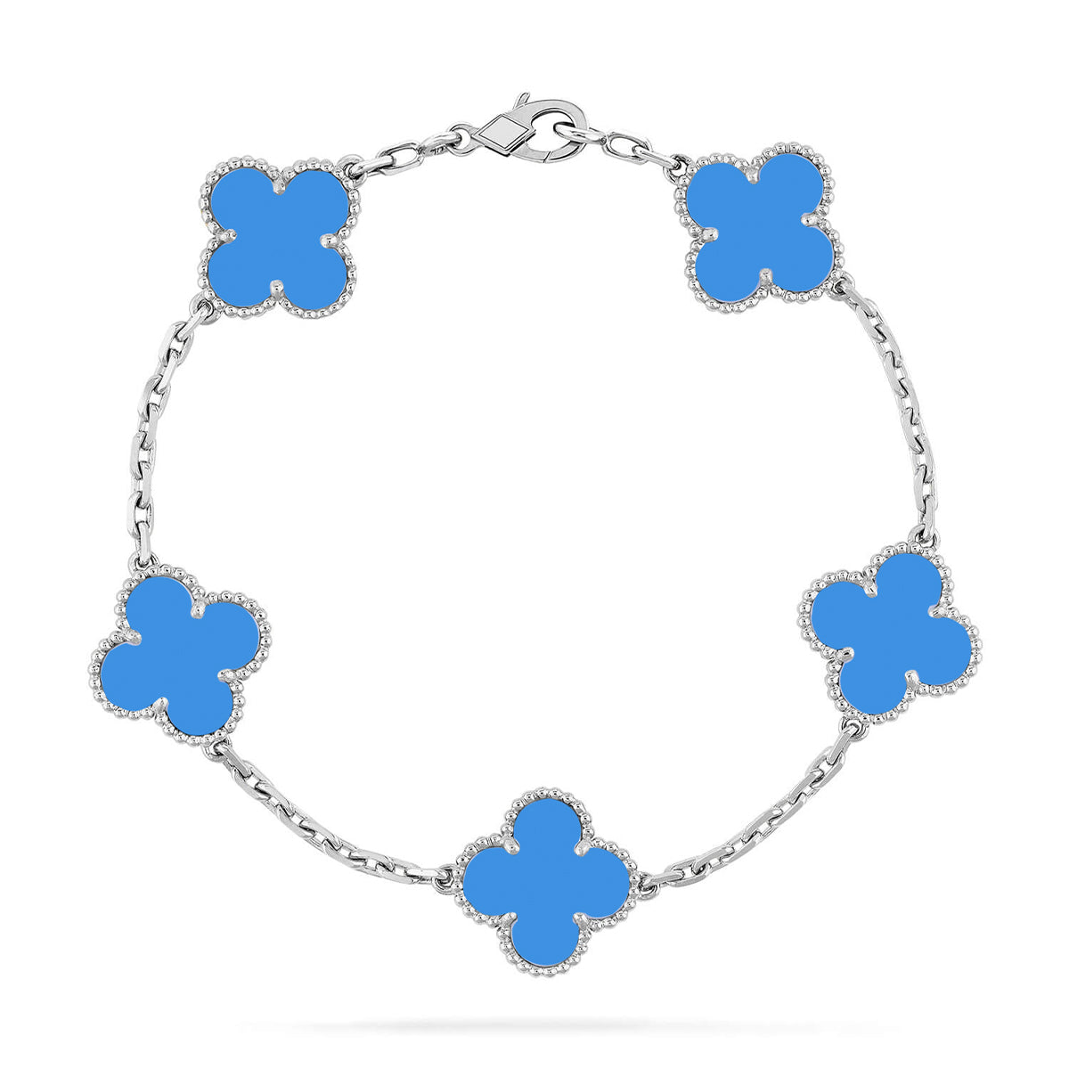 [Everoly JW]  CLOVER 5 MOTIF BLUE AGATE BRACELET COLLECTION