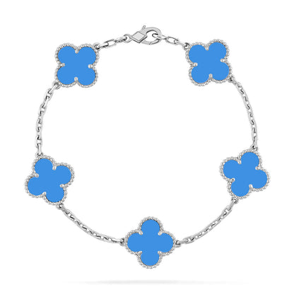 [Everoly JW]  CLOVER 5 MOTIF BLUE AGATE BRACELET COLLECTION
