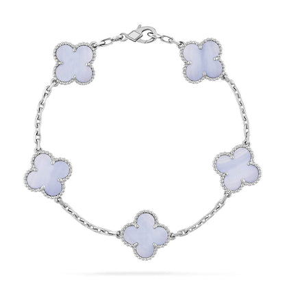[Everoly JW]  CLOVER 5 MOTIF PURPLE CHALCEDONY BRACELET COLLECTION