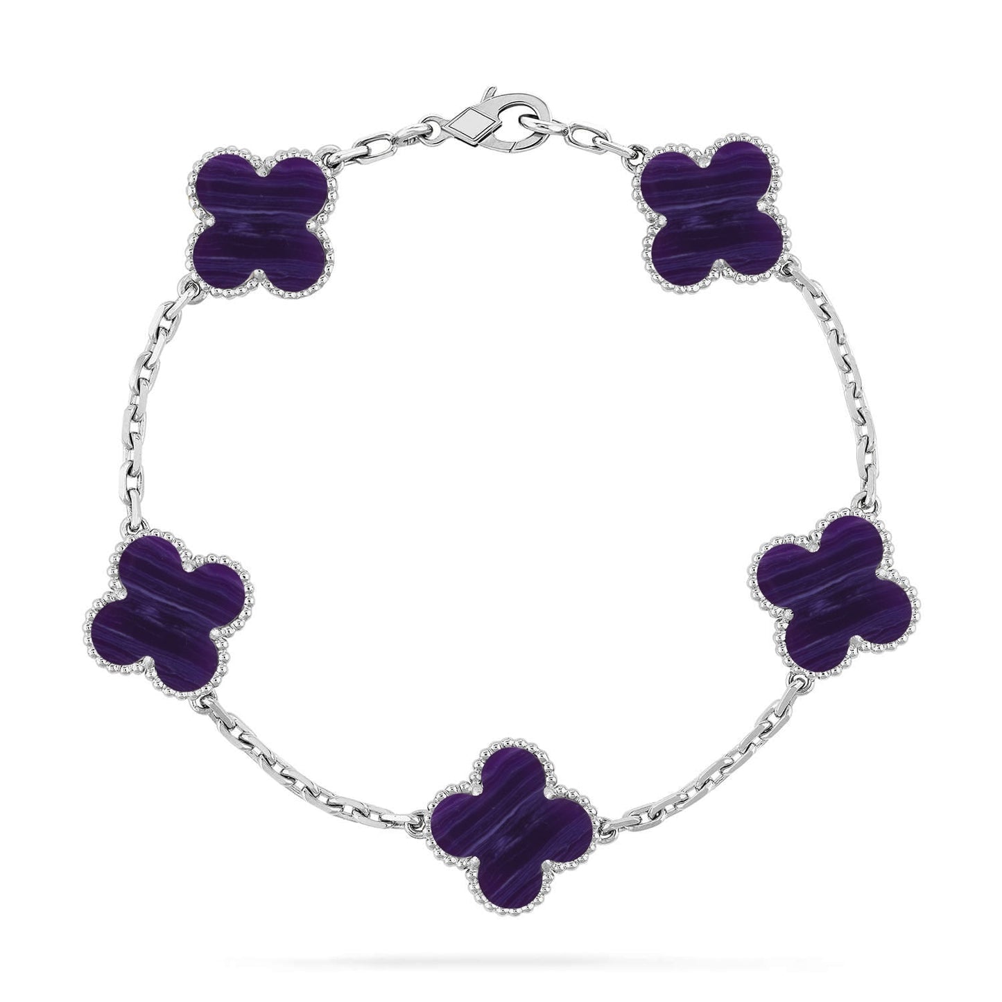 [Everoly JW] CLOVER 5 MOTIF PURPLE STRIPES BRACELET COLLECTION