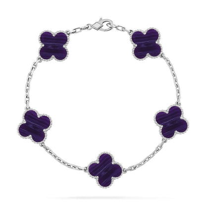 [Everoly JW] CLOVER 5 MOTIF PURPLE STRIPES BRACELET COLLECTION