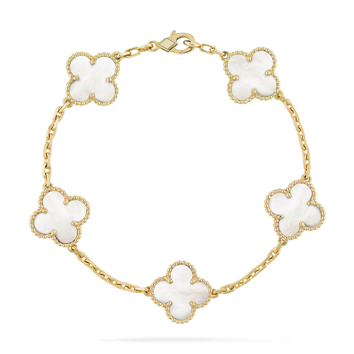 [Everoly JW] CLOVER WHITE PEARL MOP 5 MOTIF BRACELET COLLECTION