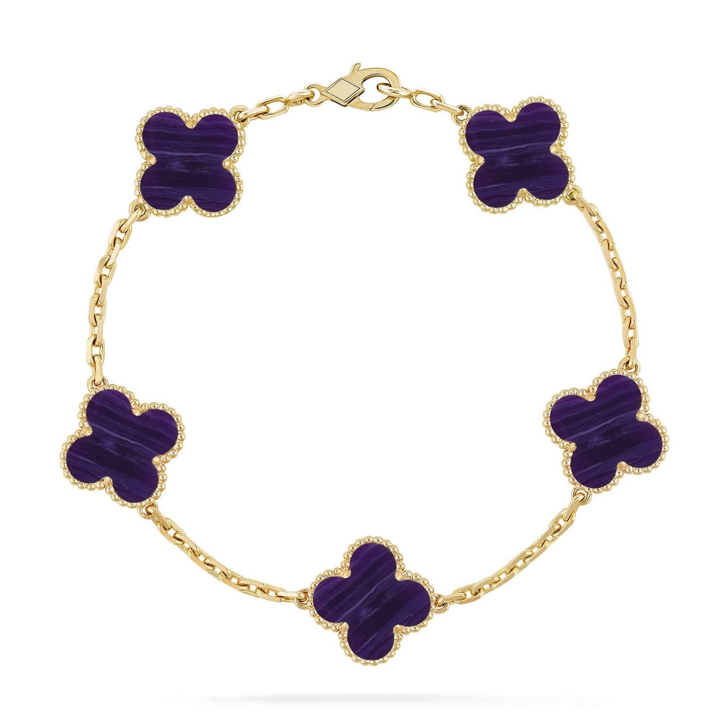 [Everoly JW] CLOVER 5 MOTIF PURPLE STRIPES BRACELET COLLECTION