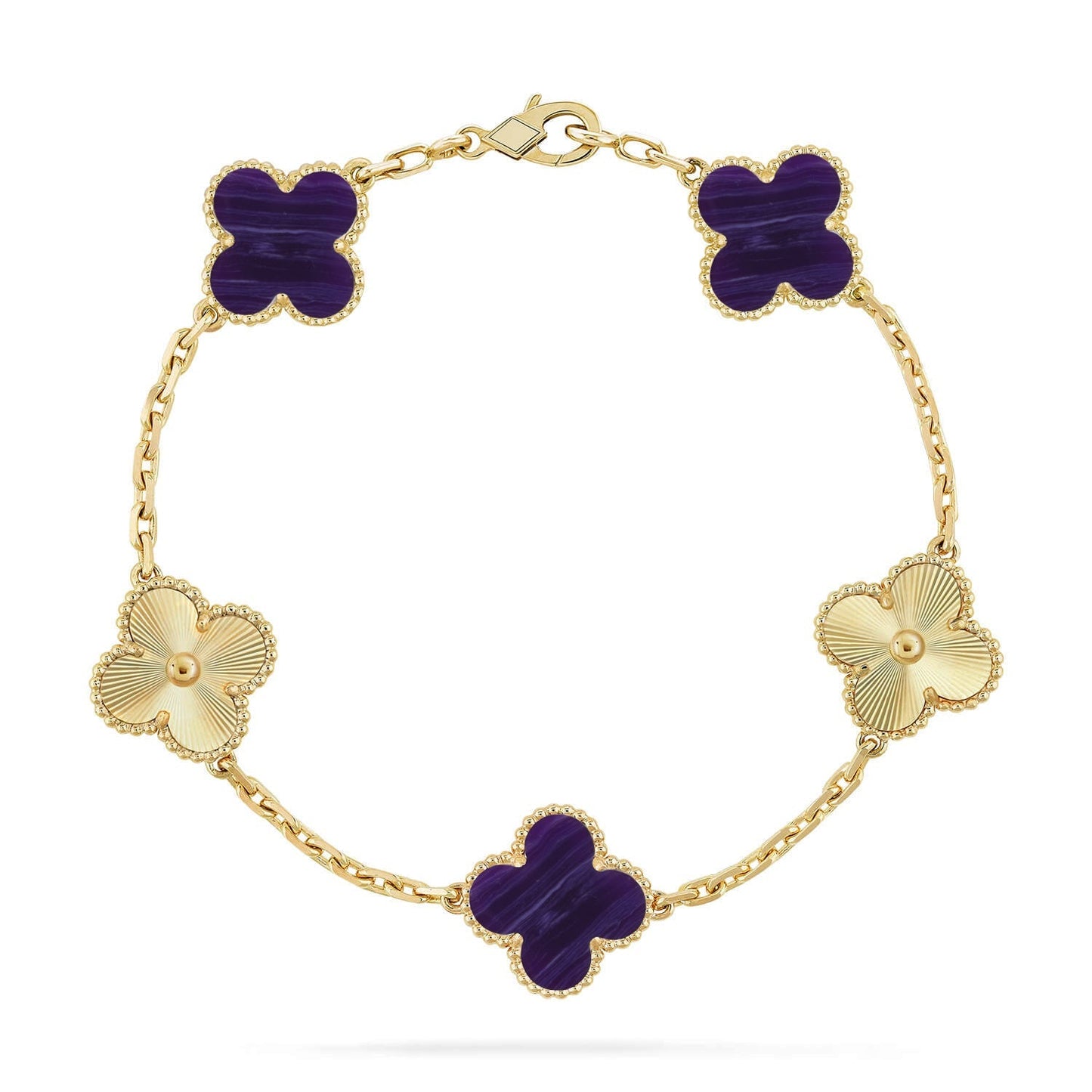 [Everoly JW] CLOVER 5 MOTIF PURPLE STRIPES BRACELET COLLECTION