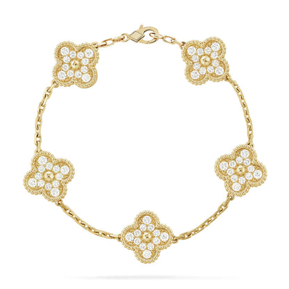 [Everoly JW]  CLOVER 5 MOTIF FULL DIAMOND BRACELET COLLECTION