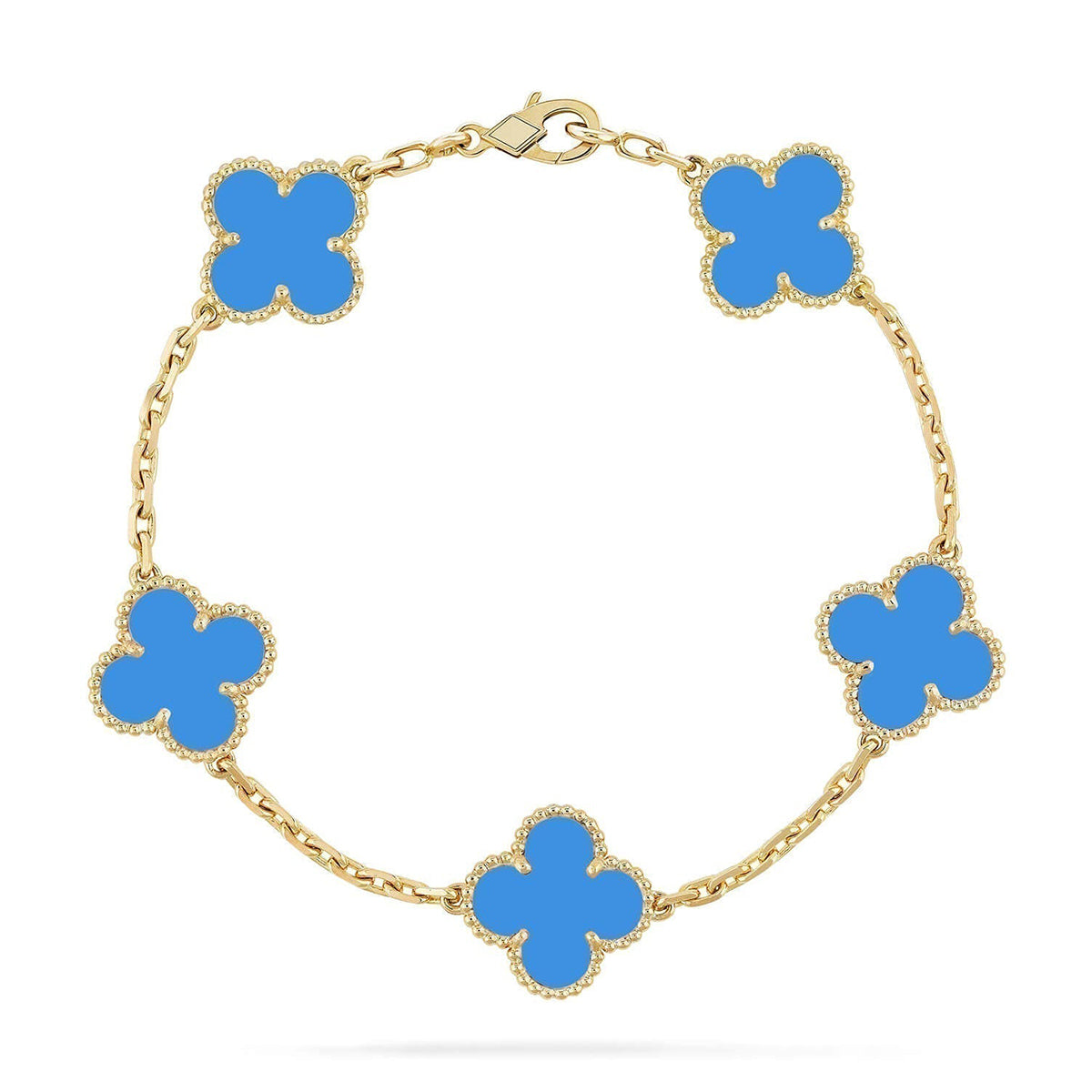 [Everoly JW]  CLOVER 5 MOTIF BLUE AGATE BRACELET COLLECTION