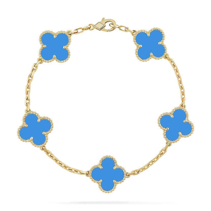 [Everoly JW]  CLOVER 5 MOTIF BLUE AGATE BRACELET COLLECTION