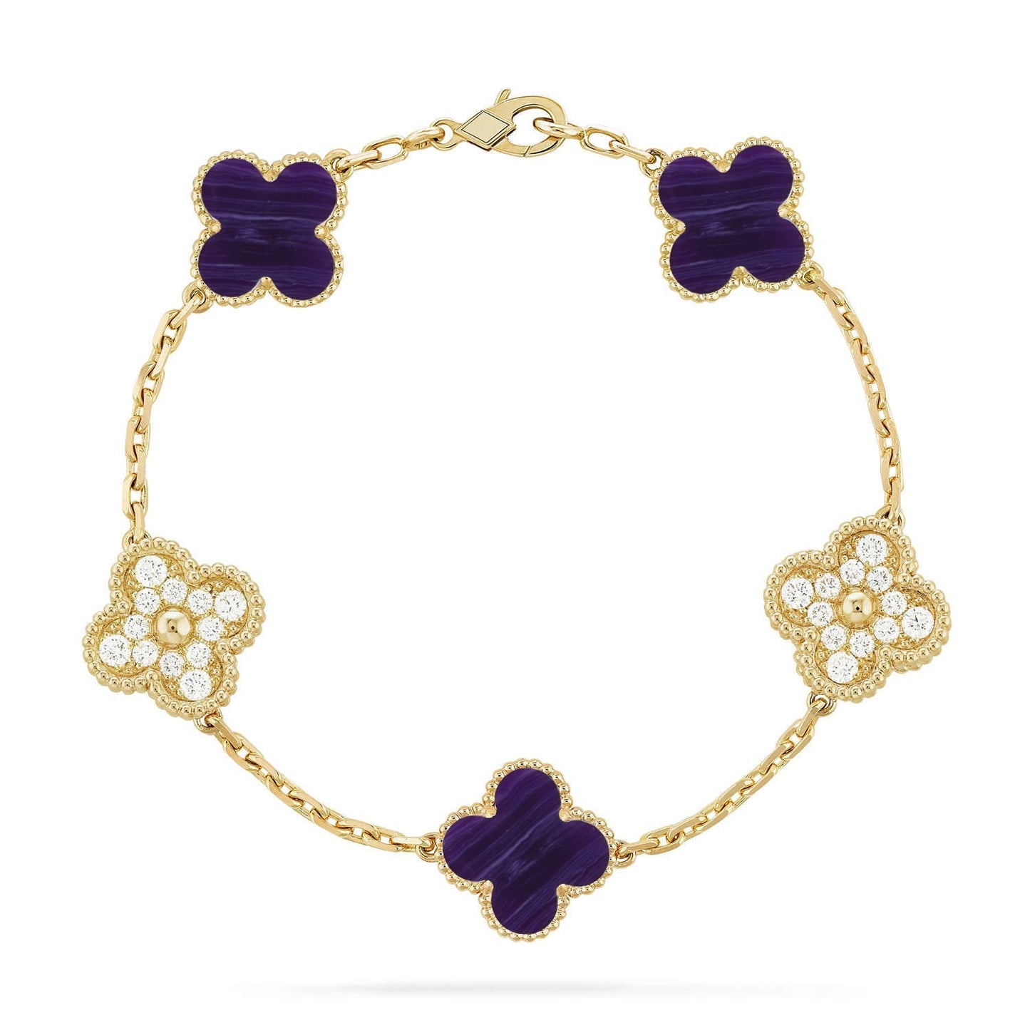 [Everoly JW] CLOVER 5 MOTIF PURPLE STRIPES BRACELET COLLECTION