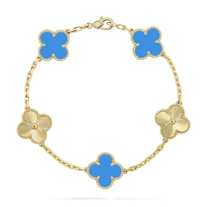 [Everoly JW]  CLOVER 5 MOTIF BLUE AGATE BRACELET COLLECTION