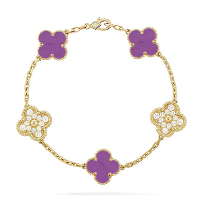 [Everoly JW]  CLOVER 5 MOTIF VIOLET BRACELET COLLECTION