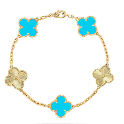 [Everoly JW]  CLOVER 5 MOTIF TURQUOISE BRACELET COLLECTION