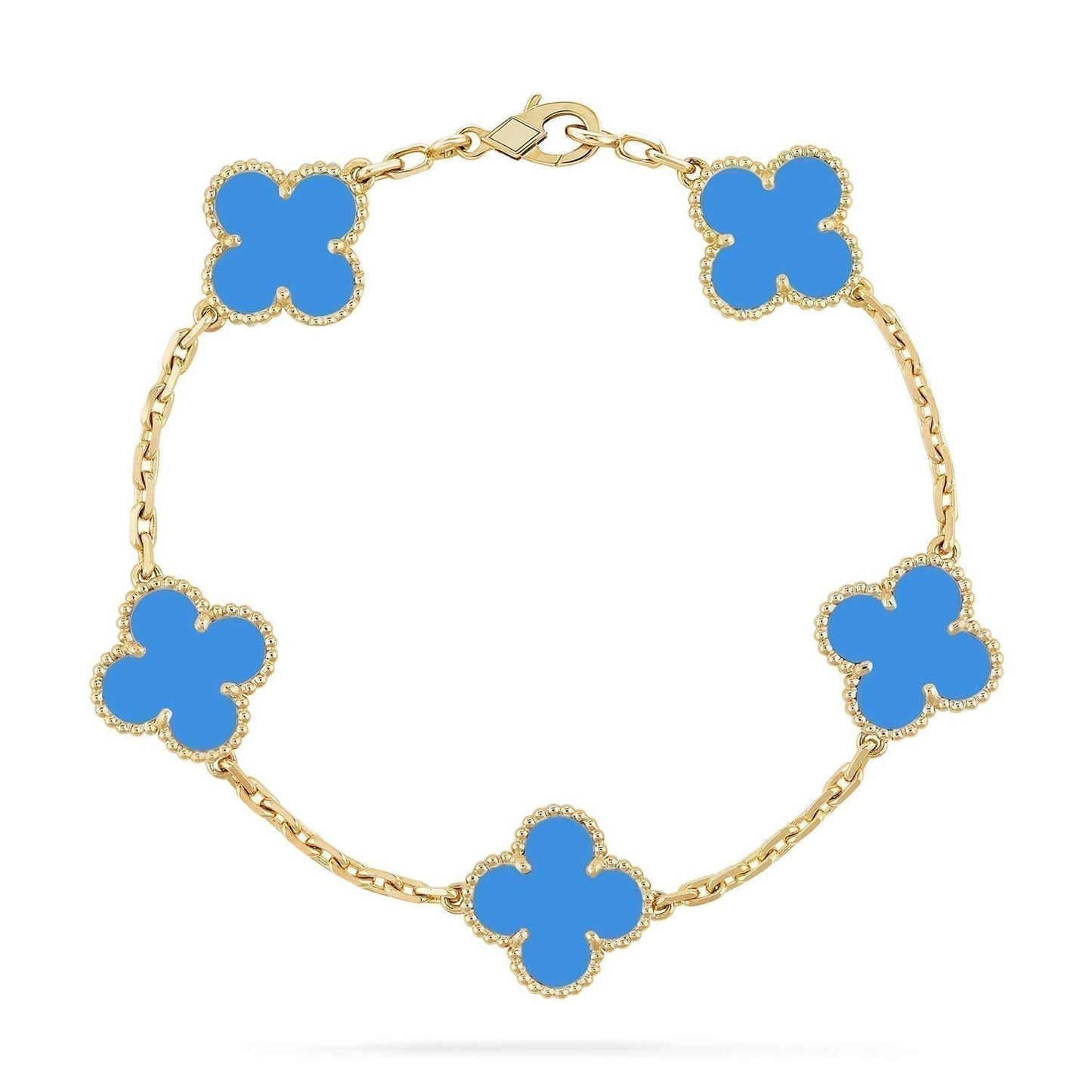 [Violet JW]CLOVER 5 MOTIFS BLUE AGATE BRACELET