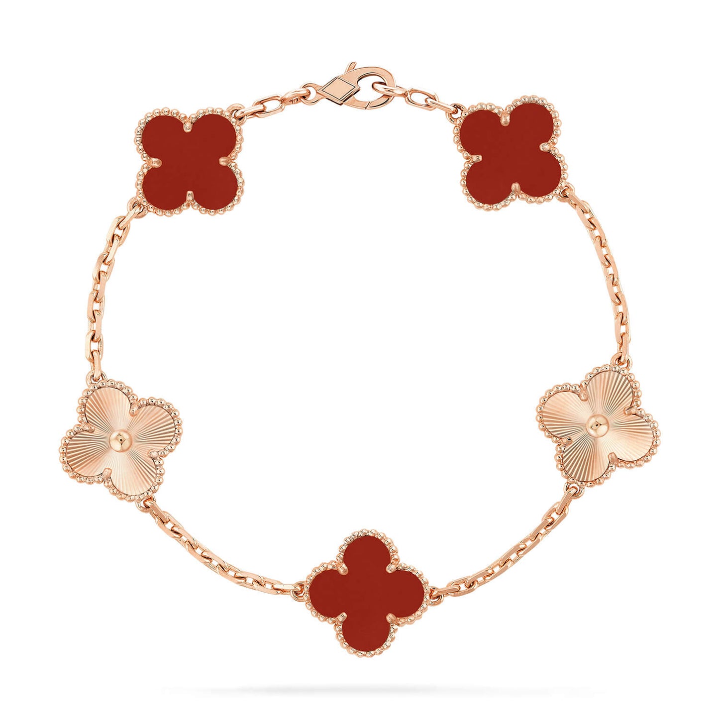 [Violet JW]CLOVER  5 MOTIFS CARNELIAN GOLD BRACELET