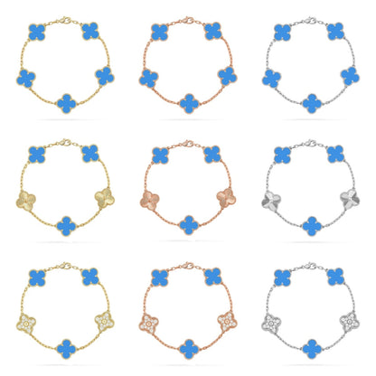 [Everoly JW]  CLOVER 5 MOTIF BLUE AGATE BRACELET COLLECTION