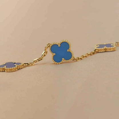 [Violet JW]CLOVER 5 MOTIFS BLUE AGATE BRACELET