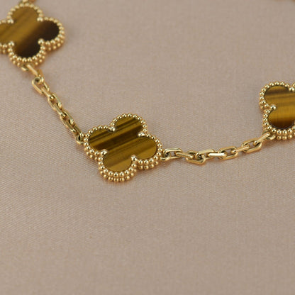 [Violet JW]CLOVER  5 MOTIFS TIGER EYE BRACELET