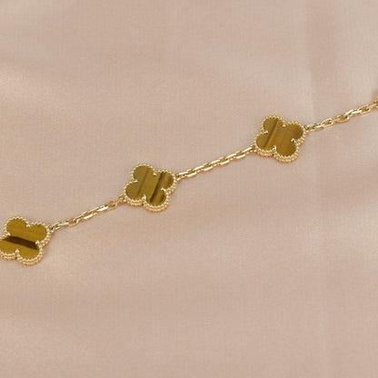 [Violet JW]CLOVER  5 MOTIFS TIGER EYE BRACELET
