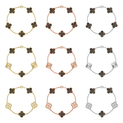 [Everoly JW]  CLOVER 5 MOTIF GRAY MOP BRACELET COLLECTION