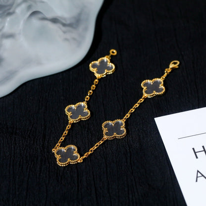 [Everoly JW] CLOVER 5 MOTIF ROCK CRYSTAL BRACELET