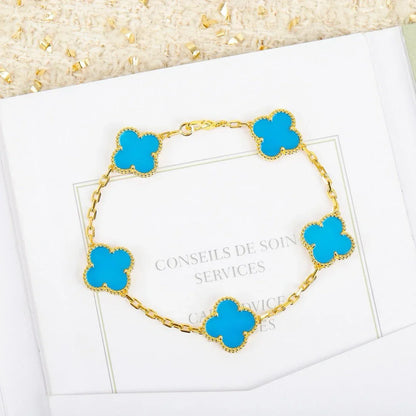 [Everoly JW]  CLOVER 5 MOTIF TURQUOISE BRACELET COLLECTION