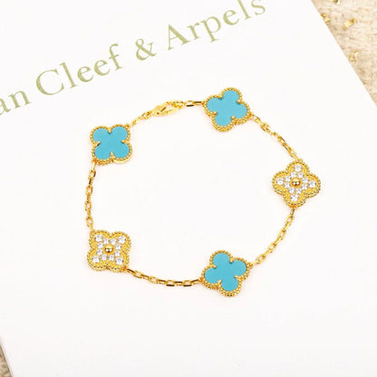 [Everoly JW]  CLOVER 5 MOTIF TURQUOISE BRACELET COLLECTION