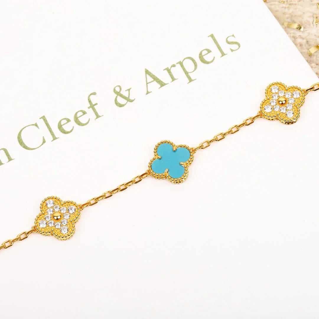 [Everoly JW]  CLOVER 5 MOTIF TURQUOISE BRACELET COLLECTION