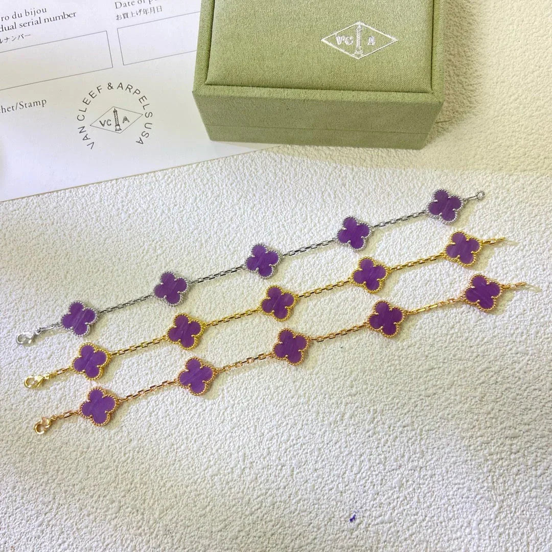[Everoly JW]  CLOVER 5 MOTIF VIOLET BRACELET COLLECTION