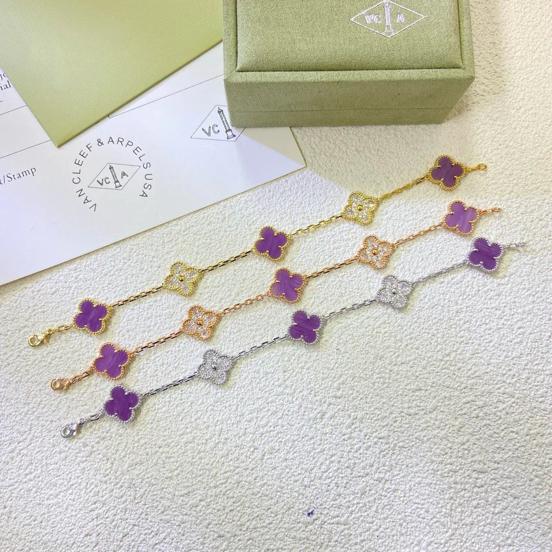 [Everoly JW]  CLOVER 5 MOTIF VIOLET BRACELET COLLECTION