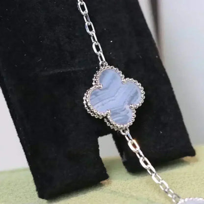 [Everoly JW]  CLOVER 5 MOTIF PURPLE CHALCEDONY BRACELET COLLECTION