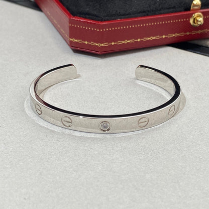 [Everoly JW] Liebesarmband, 6,1 mm, 1 Diamant, offene Manschette 