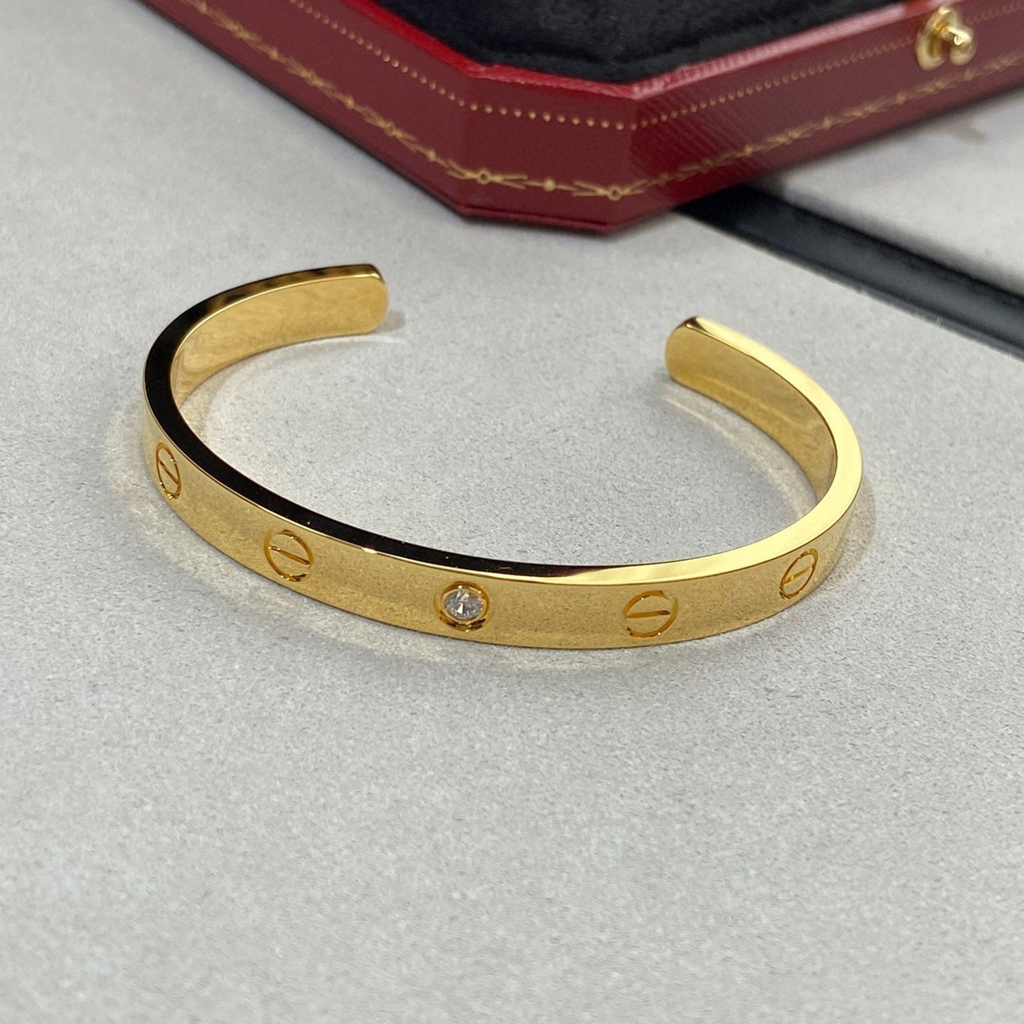 [Everoly JW] Liebesarmband, 6,1 mm, 1 Diamant, offene Manschette 