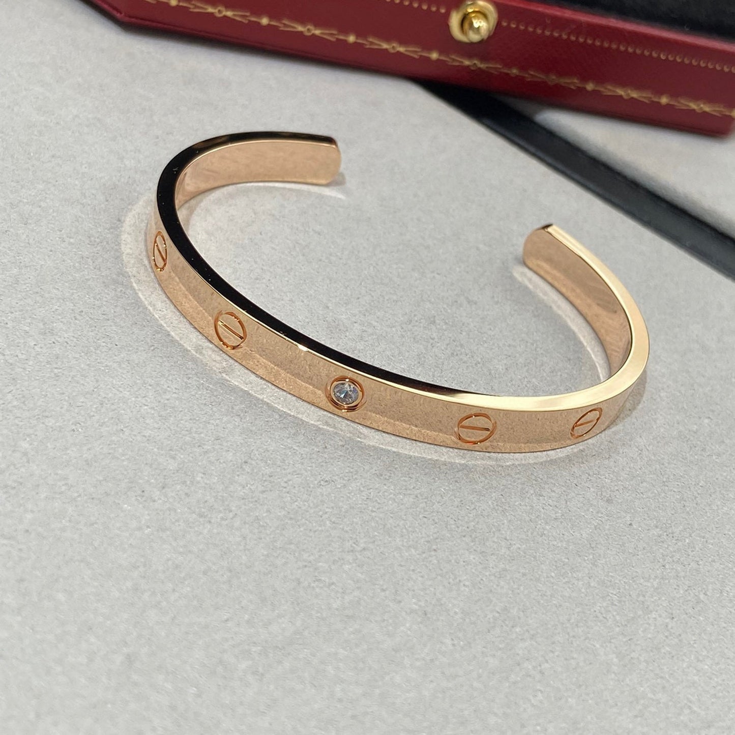 [Everoly JW] Liebesarmband, 6,1 mm, 1 Diamant, offene Manschette 