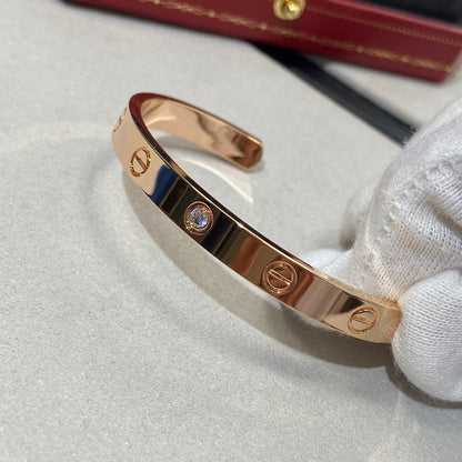 [Everoly JW] Liebesarmband, 6,1 mm, 1 Diamant, offene Manschette 