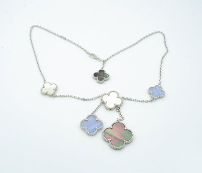 [Everoly JW]CLOVER MOP CHALCEDON HALSKETTE SILBER 6 MOTIV 
