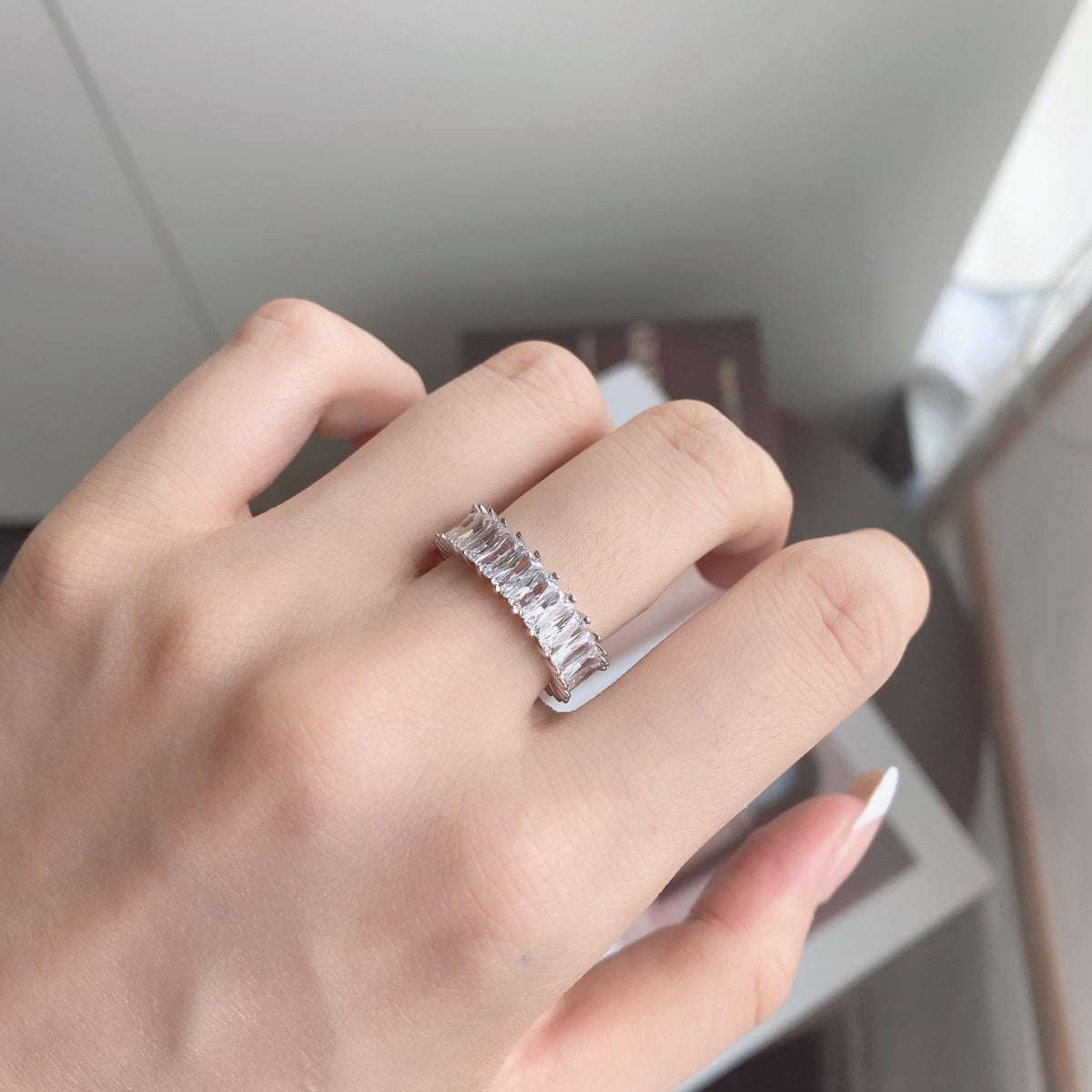 [Violet JW]Unique Colorful Radiant Cut RIng