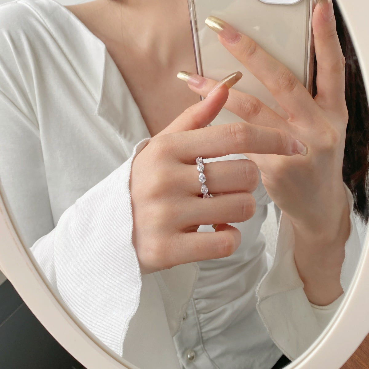 [Violet JW]Exquisite Pear Cut Tennis Ring