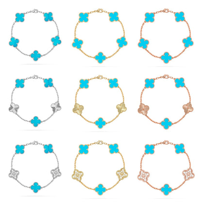 [Everoly JW]  CLOVER 5 MOTIF TURQUOISE BRACELET COLLECTION