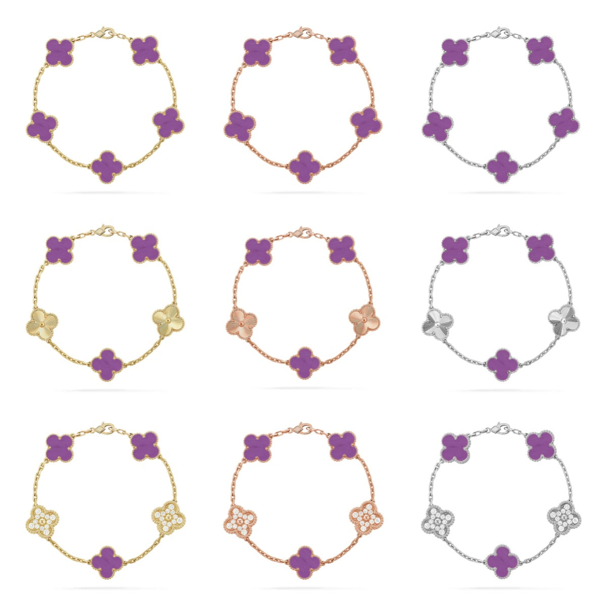 [Everoly JW]  CLOVER 5 MOTIF VIOLET BRACELET COLLECTION