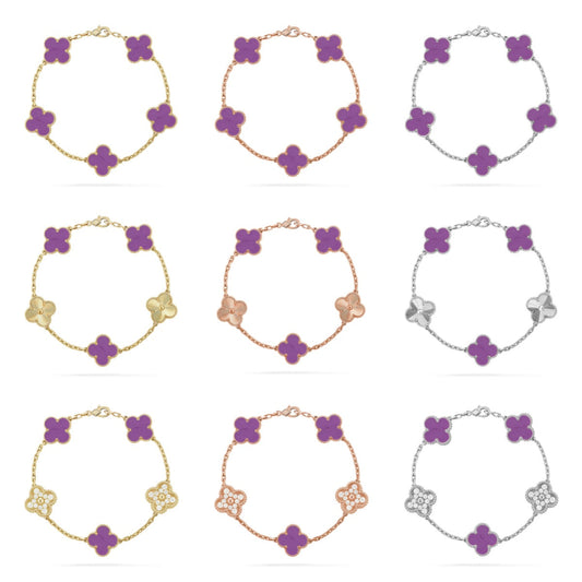 [Everoly JW]  CLOVER 5 MOTIF VIOLET BRACELET COLLECTION